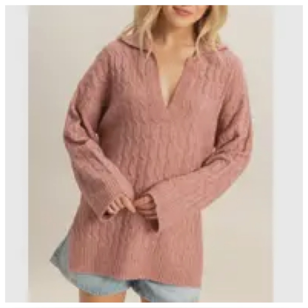 ShopEvelynne Dusty Rose V-Neck Sweater